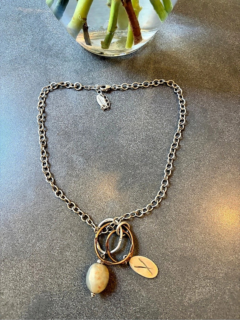 Karyn Chopik 925 silver necklace with a mixed metal pendant